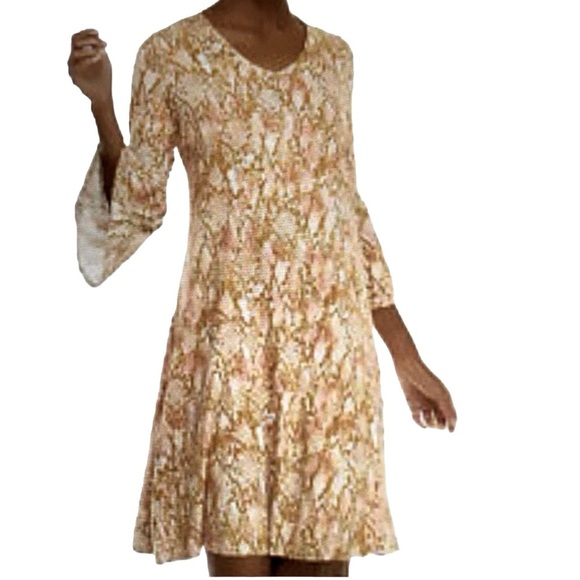 New Directions Snakeskin Print Shift Dress - Picture 1 of 5